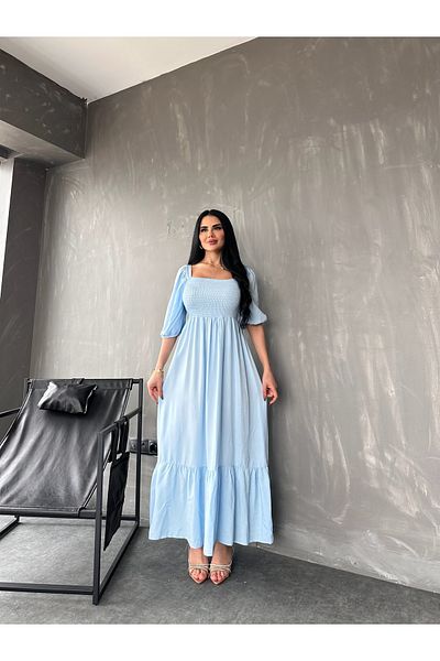 kamacibutik Rochie de vară de culoare uni cu mâneci pepene verde (SE COMPATIBILĂ MĂRIME STANDARD S/M/L/XL)