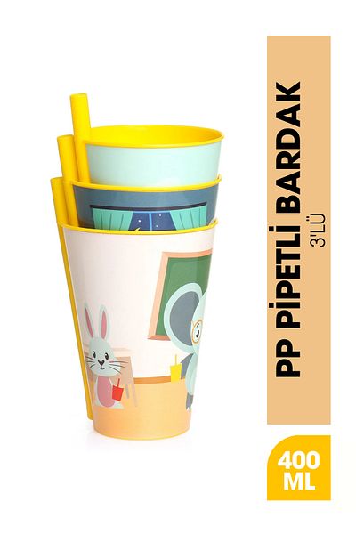 Baby Plus 3-Piece PP Straw Cup 400 ml / Baby Cup / Children's Cup