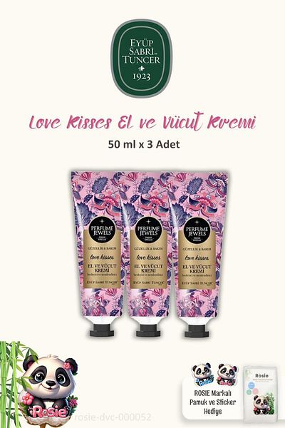 Eyüp Sabri Tuncer Love Kisses Perfume Jewels - Hand Cream 50ml and Rosie Cotton 3 Pieces