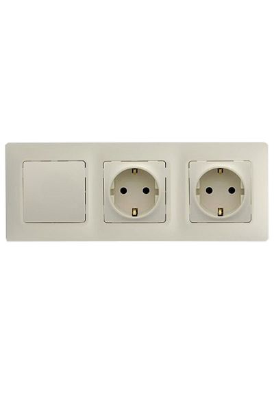 Legrand Salbei Beige Set of 3 - Switch, Grounded Socket and Grounded Socket