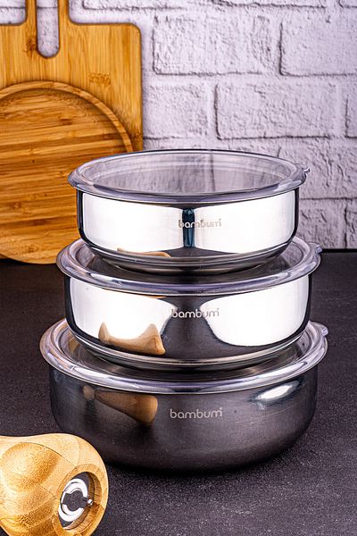 Bambum Rose Steel - 3-Piece Storage Container (14-16-18 Cm)