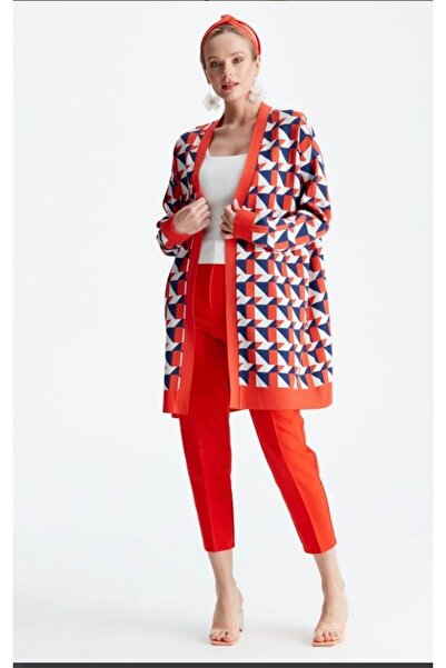 Genel Markalar 21153 Geometrik Desenli Rayon Hırka Qks Hırka 21153 #23-10#