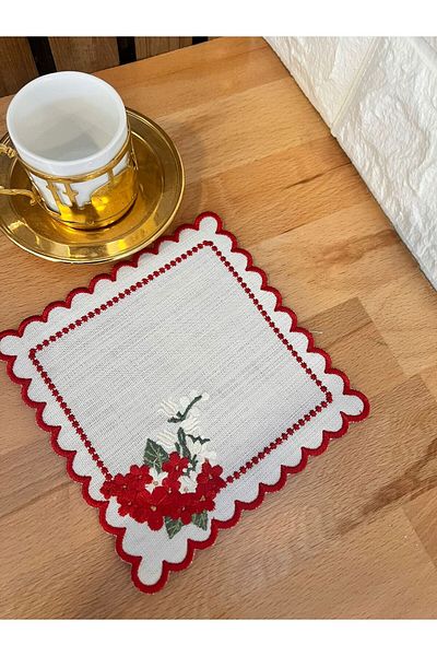 Nakışkonsept Spring Branch Pattern Embroidered 1 PCS Cocktail Napkin