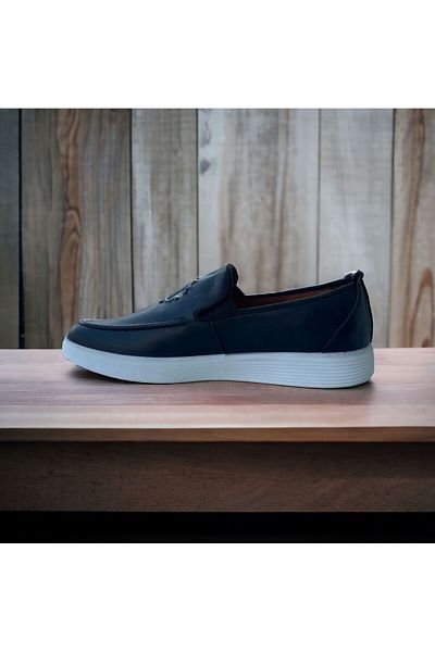 BESS SHOES Pantofi casual din piele pentru bărbați - autentici, cu emblema, fără șireturi, cusute, mocasini
