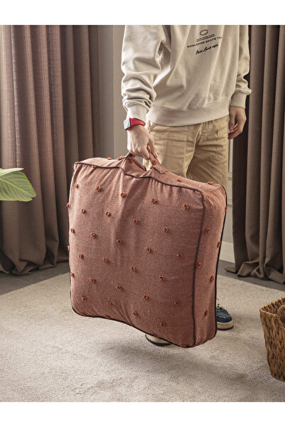 Ottoson Çok Amaçlı Puantiyeli Keten Yer Bahçe Minderi Fermuarlı İç Dolgulu Yı...