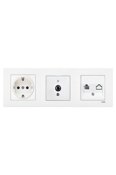 VİKO Viko Karre White 3-Piece Set Grounded Socket, F Connector and Cat5 Data Socket Set