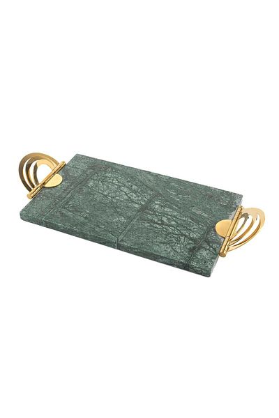 Mikasa Moor Gold Iron Small Green Marble Tray 42x18x2cm
