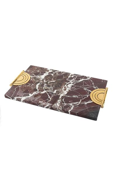 Mikasa Moor Gold Iron Large Claret Red Marble Tray 45x22x2cm