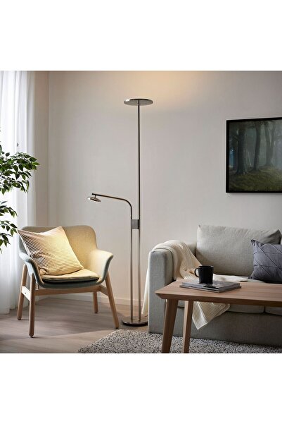 IKEA yer ve okuma lambası, nikelaj kaplama, 180 cm, reostalı  odayı aydınlatan hoş bir ışık yaya