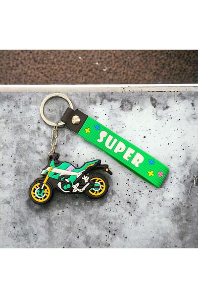 neptünstore Green Racing Engine - 3D Keychain with Motorcycle Figure