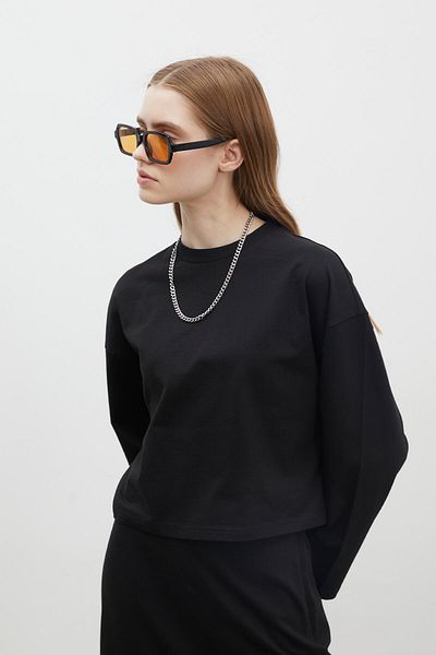Manuka LANGÄRMELIGES CROP-T-SHIRT AUS BAUMWOLLE SCHWARZ