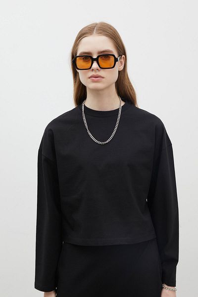 Manuka LANGÄRMELIGES CROP-T-SHIRT AUS BAUMWOLLE SCHWARZ