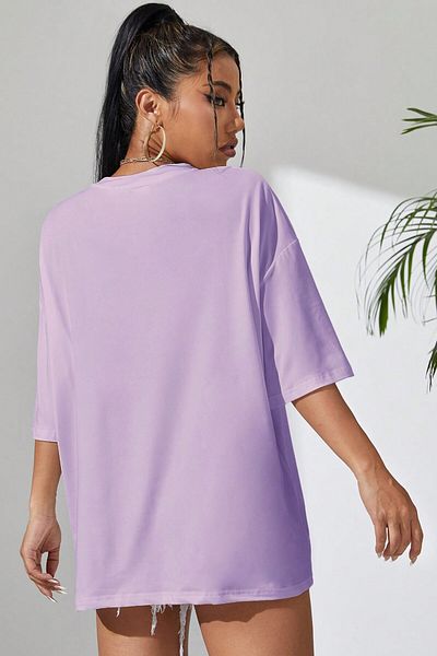MODAGEN Μπλουζάκι Unisex Lilac Crew Neck Sunny Printed Oversize T-shirt