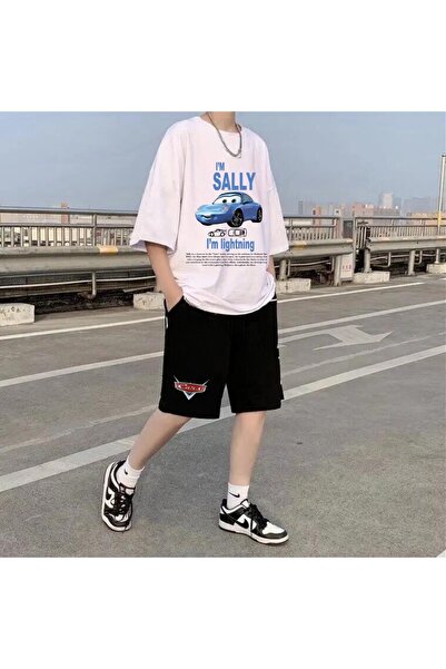 Touz Moda Set de tricou cu pantaloni scurți, unisex, supradimensionat, Sally ...