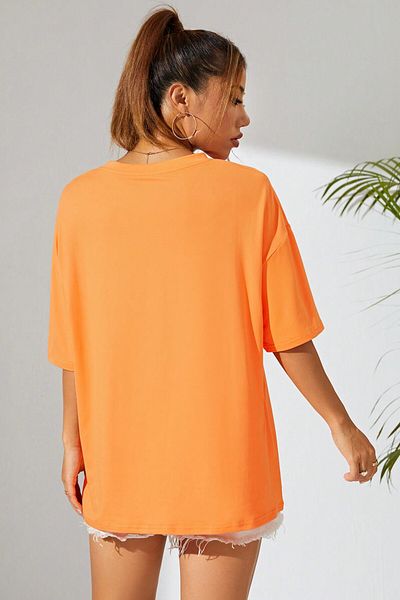MODAGEN Unisex πορτοκαλί μπλουζάκι με λαιμόκοψη Sunny Printed Oversize