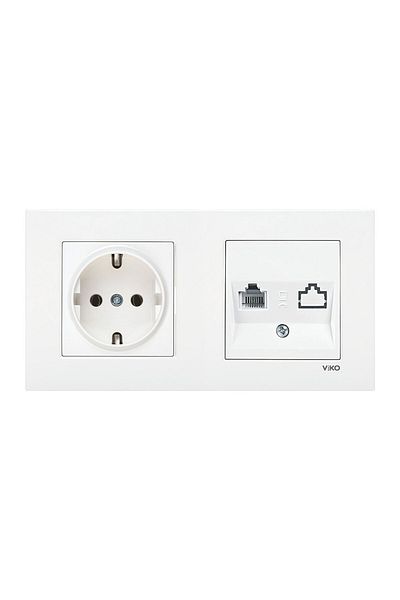 VİKO Viko Karre White Set of 2 Grounded Socket and Cat5 Data Socket Set