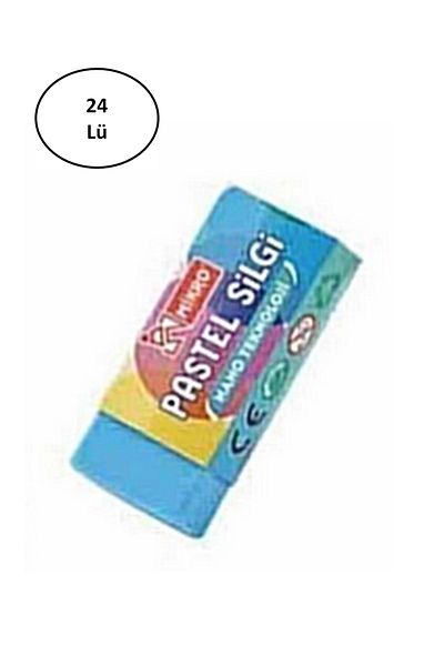 Mikro 24 Pieces Pastel Eraser - 2B-24P