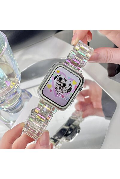 Alstrap Apple Watch 6 7 8 9 10 Se Ultra Uyumlu 44mm 45mm 46mm 49mm Şeffaf Hologram Kordon Ayarlanabilir