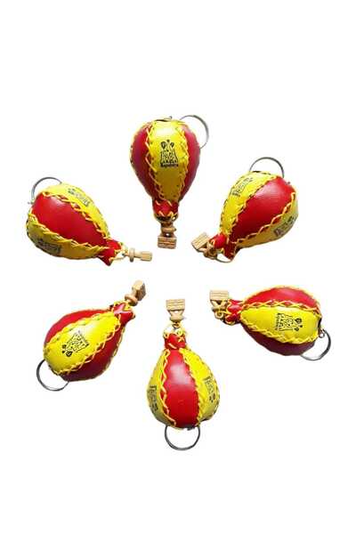 kapadokyahediyelik Kapadokya Deri Balon Anahtarlık Sarı-Kırmızı  (2) Adet