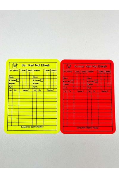 K18 Fifa Printed Thick Yellow Red Card with Chart (Written with Pencil, Erasable)