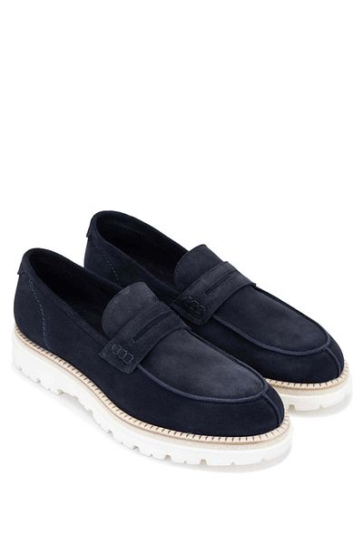 Franceschettı Franceschetti Men's Genuine Leather Blue Loafer Shoes