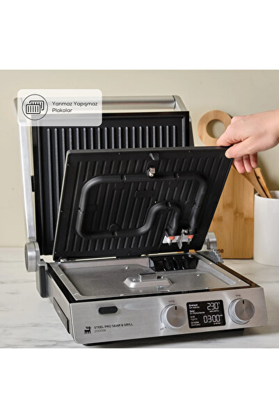Karaca Inox Digital Display Timer Fireproof Non-Stick Pro Grill and Toaster 2000W