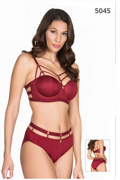 tubgen Le Jardin Women's Underwire Unassisted Rope Detailed Bra Panties Double Set 5045