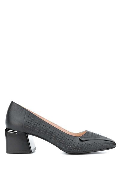 Tamer Tanca Women's Genuine Leather Black Leather Heeled Shoes