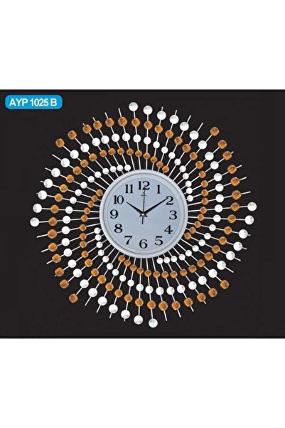 Galaxy Ayp-1025-b Ferforje Ve Taşlı Duvar Saati Beyaz