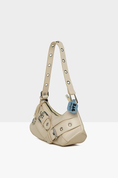 Bagmori Curea de damă crem cu detaliu curea Accesoriu Geantă baghetă M 000008449