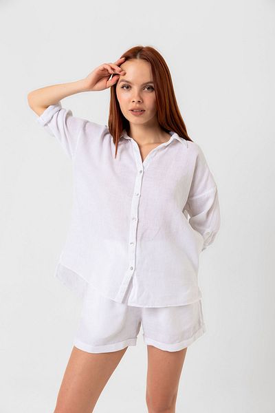 Whitefin White Linen Women's Shirt