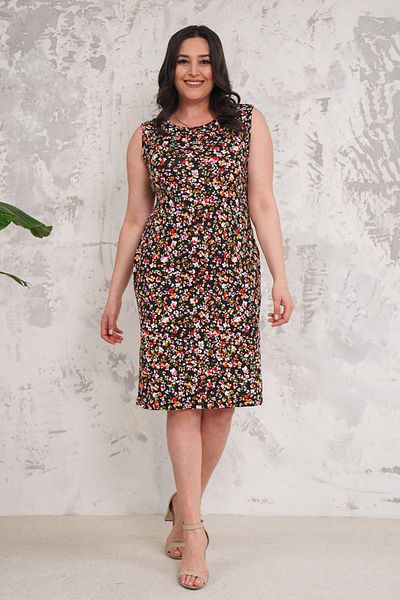 Neşeli Butik γυναικείο φόρεμα βισκόζης με μοτίβο μηδενικού μανίκι NBA015