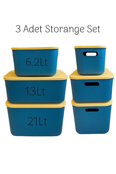 Bayev Σετ 3 μεγεθών Πράσινο 6,2 - 13 - 21 Lt Storage Multi-Purpose Closet Organizer, Storage Box