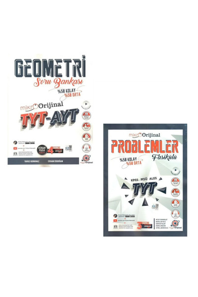 Orijinal Yayınları TYT AYT Geometri Mikro Soru Bankası ve TYT Problemler Fasi...