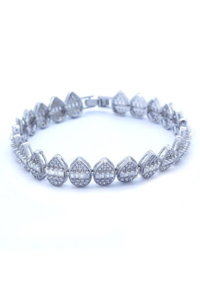 FerizZ 316l Çelik Zirkon Taşlı Damla Model Su Yolu Kadın Bileklik Blk-809