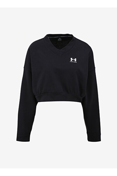 Under Armour 1382738-001 UA Rival Terry OS Crop Siyah Kadın Bisiklet Yaka Ove...