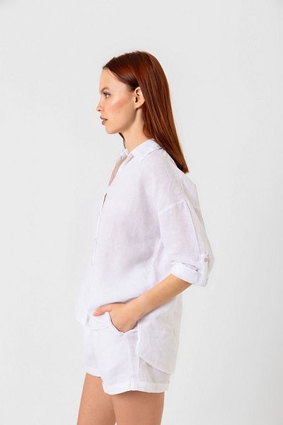 Whitefin White Linen Women's Shirt