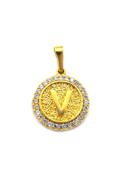 FerizZ Altın Kaplama Zirkon Taşlı V Harfli Kolye Ucu Tgr-533