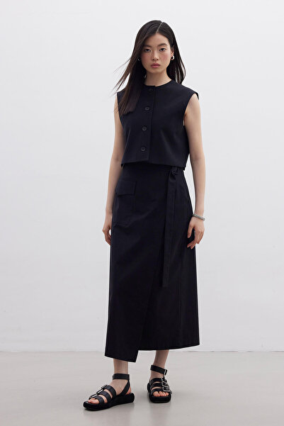 Manuka PODROBNÁ SUKNĚ KRUVAZE ČERNÁ