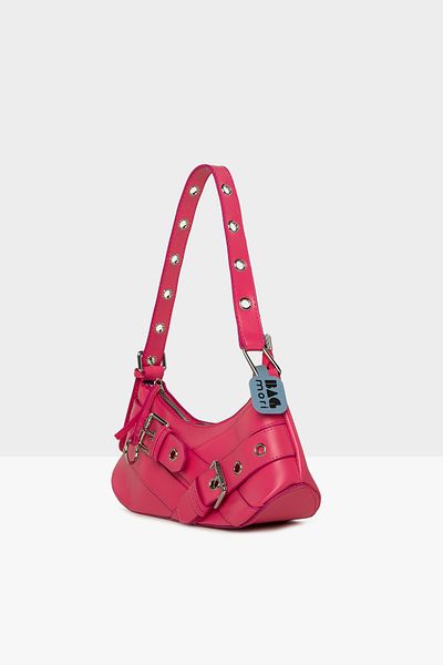 Bagmori Fuchsia Women's Belt Accessory Strap Detailed Baguette Bag M000008449