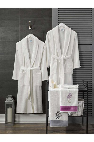 mercan rose Luxury Dowry Set - Κεντημένο 100% Βαμβάκι Σετ μπουρνούζι 4 τεμαχίων