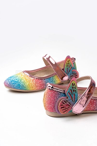 p papuccum ortopedi çocuk ayakkabıları Rainbow Patterned Butterfly Girl's Ballerinas