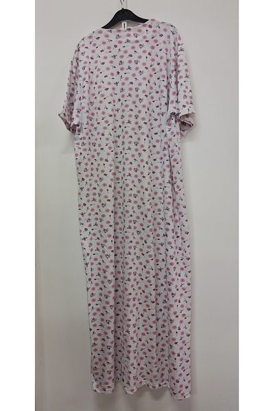 Flamingo Women's Pink White Neck Cotton Short Sleeve Mother's Nightgown