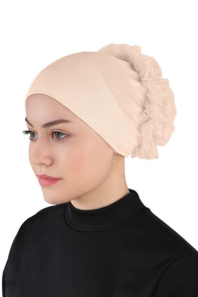 Ecardin Light Mink Knob Bandana Bonnet - Laced, St 610