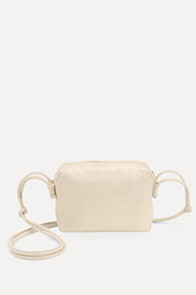 Housebags Krem Örgü Detaylı Çapraz Askılı Çanta 260