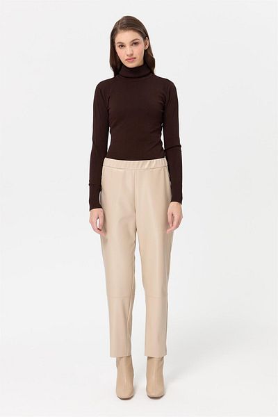 Esswaap Pantaloni din piele Bej