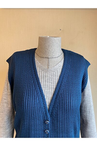 TEK Мерсеризована трикотажна жилетка для мами - індиго-синій колір, плетена