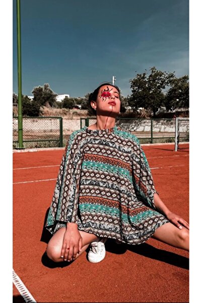 melongeneco Desenli Viskon kumaş panço yazlık panço kolsuz pareo