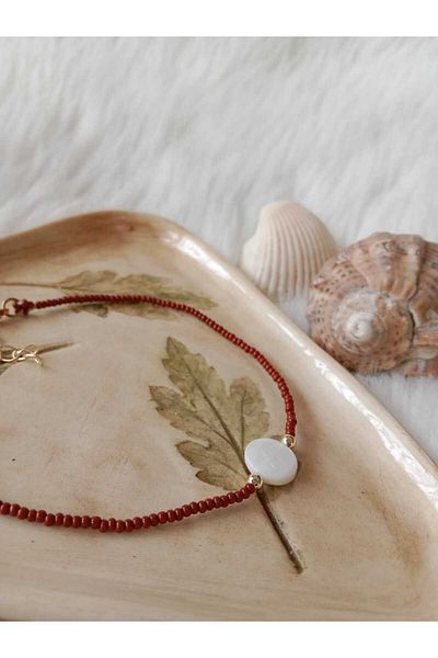 HAPPY HANDMADE NATURAL PEAL STONE ANKLE FOOT ACCESSORY WITH SAND BEADS