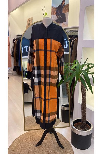 Invee Burbery Long Orange Shirt 6780